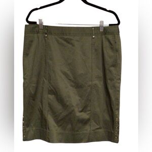 White House Black Market Sateen Laced Pencil Skirt Green Womens Size 14 NWT